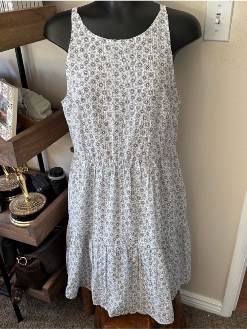 NWT LOFT Black and White Patterned Sleeveless Cotton Dress